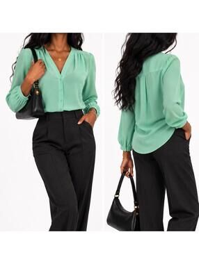 Y2K Office Siren Mint Blouse | Charming Charlie L
